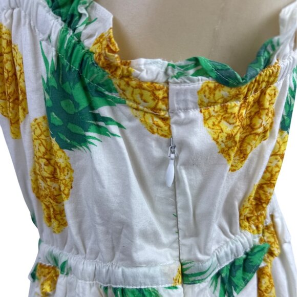 J.Crew Pineapple Print Sundress With Spaghetti Straps & Elastic Waist Size 4 - Picture 6 of 10